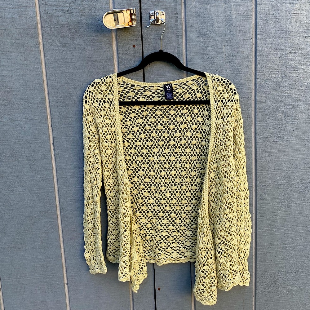 green crochet cardigan